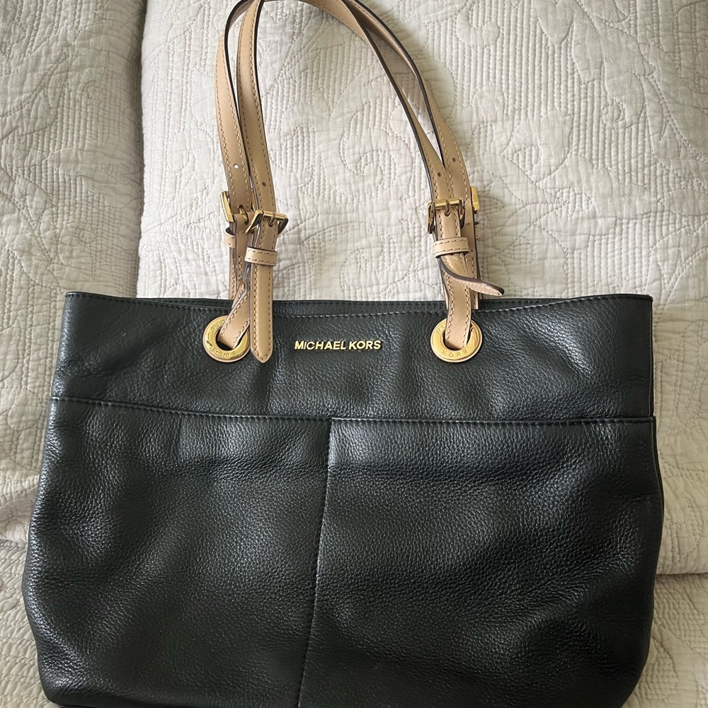 Michael Kors Black and Tan Tote Bag